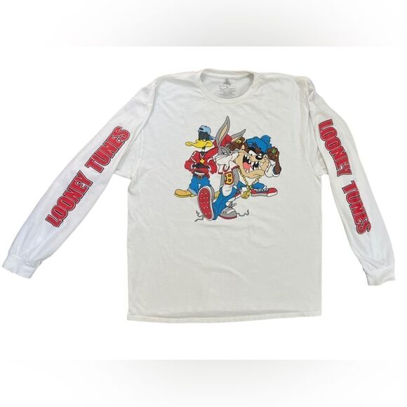 Vintage Looney Tunes Graphic Long Sleeve White Shirt - Picture 1 of 9